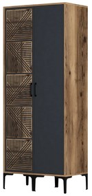 Roupeiro Kumsal PS – Nogueira e Antracite – 80x47,5x201,4 cm
