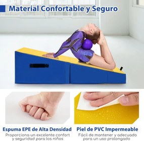 Tapete de ioga dobrável com espuma EPE e couro PVC antiderrapante e espuma EPE com pega de transporte em cunha Amarelo