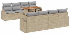 Conjunto de Sofás de Jardim 9 Peças com Almofadas Bege em Rattan Sinté