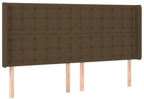Cama box spring c/ colchão/LED 160x200cm tecido castanho-escuro