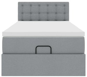 Cama otomana com colchão 90x200 cm tecido cinzento claro