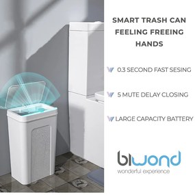 Caixote Lixo Inteligente com Sensor 18L Branco Biwond
