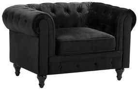 Poltrona em veludo preto CHESTERFIELD Beliani