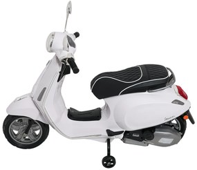 Vespa eletrica para crianças 12V ROMA, Rodas Espuma EVA, assento couro ecológico Branca