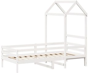 Sofá-cama com telhado 90x200 cm madeira de pinho maciça branco