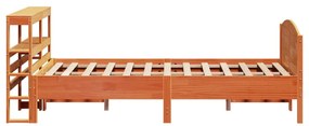 Cama sem colchão 140x200 cm madeira pinho maciça castanho-mel
