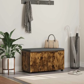 vidaXL Banco de Hall com almofada Carvalho Defumado 80 x 38 x 46 cm