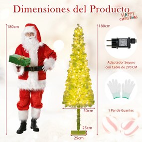 Arvore de Natal Fantasiosa de 180 cm Topo Flexível Artificial com Luzes (DECORAÇÃO NÃO INCLUIDA) para Festas e 290 Pontas de Galhos Verdes