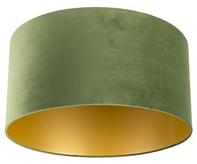 Abajur de veludo verde 50/50/25 com interior dourado