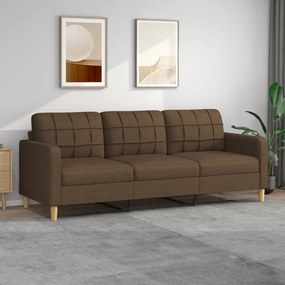 vidaXL Sofá de 3 lugares tecido 210 cm castanho