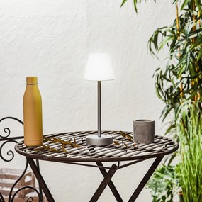 Candeeiro de mesa cinza com LED recarregável com dimmer touch - Renata Design