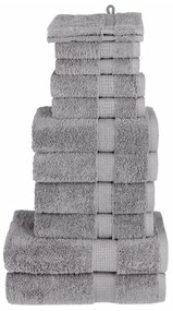 12pcs Conjunto toalhas banho premium SOLUND 600 gsm cinza