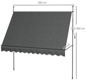 Toldo Manual Retrátil com Manivela 300x120x210-300 cm Toldo para Varan