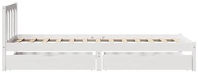 Cama sem colchão 90x200 cm madeira de pinho maciça branco