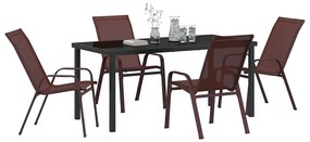 Conjunto de Jantar de Jardim com 5 Peças, Marrom, Textileno e Aço