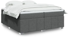 vidaXL Cama com molas/colchão 200x200 cm tecido cinzento-escuro