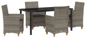 Conjunto de Jantar de Jardim com 5 Peças e Almofadas - Cinza - Polyrat