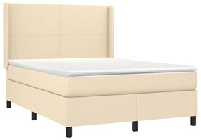 Cama com molas/colchão 140x190 cm tecido cor creme