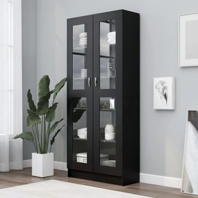 vidaXL Armário vitrine 82,5x30,5x185,5 cm derivados de madeira preto
