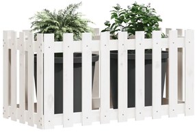 Canteiro elevado design cerca 100x50x70 cm pinho maciço branco