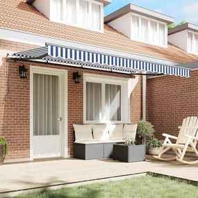 Toldo Retrátil Manual Azul e Branco e Antracite