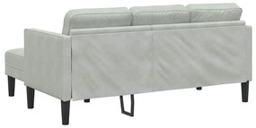 Sofá de Jardim vidaXL com Banco e Almofadas L-Shaped Veludo Cinzento C