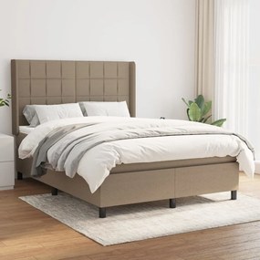 vidaXL Cama com molas/colchão 140x200 cm tecido castanho-acinzentado