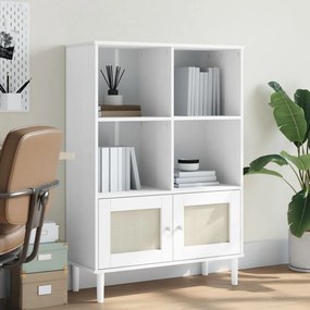 vidaXL Estante SENJA aspeto de vime 90x35x130 cm pinho maciço branco