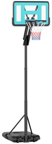SPORTNOW Tabela de Basquetebol Ajustável de 146-236 cm Portátil com Rodas e Base Preenchível com Água ou Areia 71x45x146-236 cm Preto