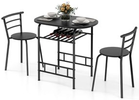 Conjunto de cozinha e jantar de 3 peças de com mesa de cozinha e 2 Cadeiras Tampo de mesa em madeira Tampo de mesa folheado a madeira Suporte adiciona
