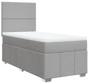 Cama com molas/colchão 100x200 cm tecido cinzento-claro