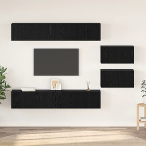 vidaXL Conjunto de móvel de TV com prateleira Outros com armazenamento com porta 6 pcs Carvalho Preto