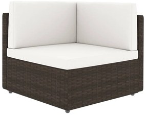 9 pcs conjunto lounge p/ jardim c/ almofadões vime PE castanho