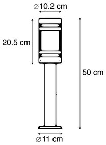 Candeeiro de exterior moderno preto 50 cm IP44 - brilho Moderno