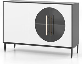 Aparador Guarda com Portas de Vidro e Estantes Ajustáveis – 120x35x80