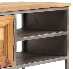 Móvel de TV em teca reciclada e aço 120x30x40 cm