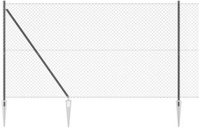 Cerca de Cadeia com 13 Estacas 1,6x25 m Aço Galvanizado