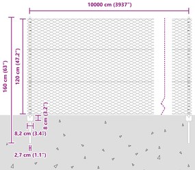 Postes de Cerca vidaXL 22 pcs Canal U Cinza 120 cm Aço, Cerca Hexagona