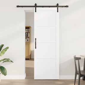 Porta deslizante vidaXL com ferragens brancas 73.5x211 cm de madeira sólida de pinho