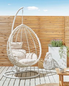 Cadeira suspensa em rattan branco com suporte FANO Beliani