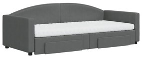 Sofá-cama c/ gavetão e gavetas 90x200 cm tecido cinzento-escuro