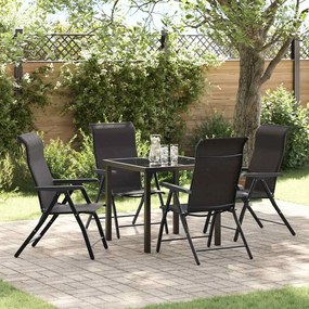 vidaXL Conjunto de Jantar de Jardim 5 Peças em Rattan Sintético Preto