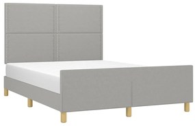 Estrutura de cama sem colchão 140x190 cm tecido cinzento-claro