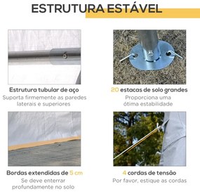 Tenda para Festas 6x4x2,8m Tenda de Jardim com 4 Paredes Laterais Aço e Poliéster Branco