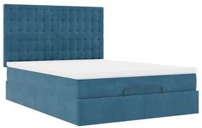 Estrutura de cama otomana colchões 140x200cm veludo azul escuro