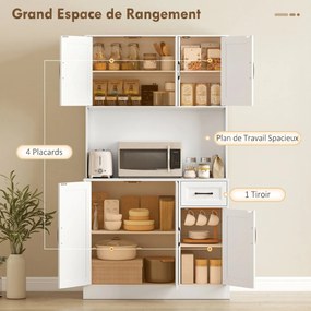 Armário Alto de Cozinha, 100 x 39,5 x 180,5 cm, Prateleiras Reguláveis, Branco