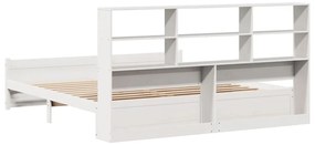 Cama com estante sem colchão 200x200 cm pinho maciço branco