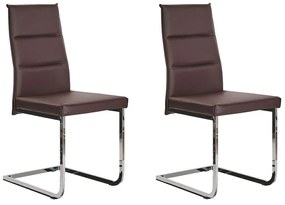 Conjunto de 2 cadeiras em pele sintética castanha escura ROCKFORD Beliani