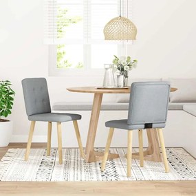 Cadeiras de jantar 2 pcs tecido cinzento-claro