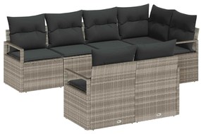 vidaXL Conjunto de Sofás 7 pcs Cinzento-claro vime PE